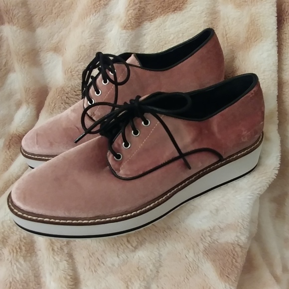 Shelly London Pink Velvet Fountain Platform Oxford - Picture 3 of 6